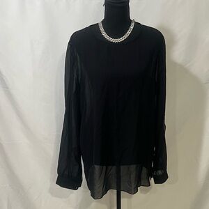Chic Black Sheer Women's Blouse